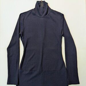 Reformation Blue Knit Turtleneck Ervilla Bodysuit Size Medium